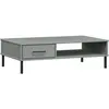 vidaXL Table basse avec pieds en métal Gris Bois pin massif OSLO