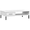 vidaXL Table basse avec pieds en métal Blanc Bois pin massif OSLO