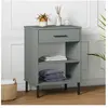 vidaXL Armoire console avec pieds en métal Gris Bois pin massif OSLO