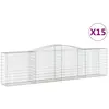 vidaXL Paniers à gabions arqués 15 pcs 400x50x100/120 cm Fer galvanisé