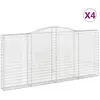 vidaXL Paniers à gabions arqués 4 pcs 400x30x180/200 cm Fer galvanisé