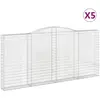 vidaXL Paniers à gabions arqués 5 pcs 400x30x180/200 cm Fer galvanisé