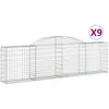vidaXL Paniers à gabions arqués 9 pcs 300x30x80/100 cm fer galvanisé