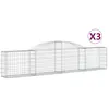 vidaXL Paniers à gabions arqués 3 pcs 300x30x60/80 cm Fer galvanisé