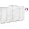 vidaXL Paniers à gabions arqués 3 pcs 300x30x160/180 cm fer galvanisé