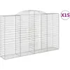 vidaXL Paniers à gabions arqués 15 pcs 300x50x180/200 cm fer galvanisé