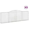vidaXL Paniers à gabions arqués 9 pcs 400x30x120/140 cm Fer galvanisé