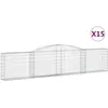 vidaXL Paniers à gabions arqués 15 pcs 400x30x80/100 cm Fer galvanisé