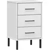 vidaXL Table de chevet avec pieds en métal Blanc Bois pin massif OSLO
