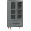 vidaXL Armoire à vitrine MOLDE Gris 90x35x175 cm Bois de pin massif
