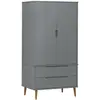 vidaXL Garde-robe MOLDE Gris 90x55x175 cm Bois massif de pin