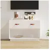 vidaXL Meuble TV Blanc 90x40x60 cm Bois de pin massif