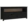 vidaXL Meuble TV Noir 114x35x52 cm Bois de pin massif