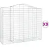 vidaXL Paniers à gabions arqués 9 pcs 200x50x160/180 cm Fer galvanisé