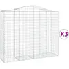 vidaXL Paniers à gabions arqués 3 pcs 200x50x160/180 cm Fer galvanisé