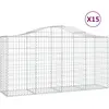 vidaXL Paniers à gabions arqués 15 pcs 200x50x100/120 cm fer galvanisé