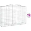 vidaXL Paniers à gabions arqués 9 pcs 200x50x140/160 cm Fer galvanisé