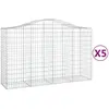 vidaXL Paniers à gabions arqués 5 pcs 200x50x120/140 cm Fer galvanisé