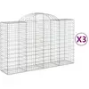 vidaXL Paniers à gabions arqués 3 pcs 200x50x120/140 cm Fer galvanisé