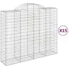vidaXL Paniers à gabions arqués 15 pcs 200x50x160/180 cm Fer galvanisé