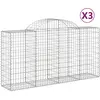 vidaXL Paniers à gabions arqués 3 pcs 200x50x100/120 cm fer galvanisé