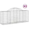 vidaXL Paniers à gabions arqués 3 pcs 200x50x80/100 cm Fer galvanisé