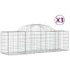 vidaXL Paniers à gabions arqués 3 pcs 200x50x60/80 cm Fer galvanisé