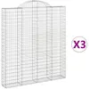 vidaXL Paniers à gabions arqués 3 pcs 200x30x220/240 cm fer galvanisé