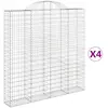vidaXL Paniers à gabions arqués 4 pcs 200x30x200/220 cm fer galvanisé