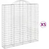 vidaXL Paniers à gabions arqués 5 pcs 200x30x200/220 cm fer galvanisé