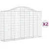 vidaXL Paniers à gabions arqués 2 pcs 200x30x120/140 cm Fer galvanisé