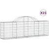 vidaXL Paniers à gabions arqués 15 pcs 200x30x60/80 cm Fer galvanisé