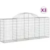 vidaXL Paniers à gabions arqués 3 pcs 200x30x80/100 cm Fer galvanisé