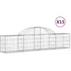 vidaXL Paniers à gabions arqués 15 pcs 200x30x40/60 cm Fer galvanisé