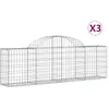 vidaXL Paniers à gabions arqués 3 pcs 200x30x60/80 cm Fer galvanisé