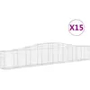 vidaXL Paniers à gabions arqués 15 pcs 400x30x60/80 cm Fer galvanisé