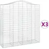 vidaXL Paniers à gabions arqués 3 pcs 200x50x200/220 cm Fer galvanisé
