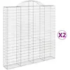 vidaXL Paniers à gabions arqués 2 pcs 200x30x200/220 cm fer galvanisé