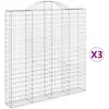 vidaXL Paniers à gabions arqués 3 pcs 200x30x200/220 cm fer galvanisé