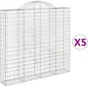 vidaXL Paniers à gabions arqués 5 pcs 200x30x180/200 cm Fer galvanisé