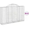 vidaXL Paniers à gabions arqués 15 pcs 200x30x120/140 cm Fer galvanisé