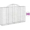 vidaXL Paniers à gabions arqués 8 pcs 200x30x120/140 cm Fer galvanisé