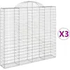 vidaXL Paniers à gabions arqués 3 pcs 200x30x180/200 cm Fer galvanisé