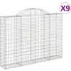 vidaXL Paniers à gabions arqués 9 pcs 200x30x140/160 cm Fer galvanisé