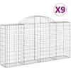 vidaXL Paniers à gabions arqués 9 pcs 200x30x100/120 cm Fer galvanisé