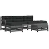 vidaXL Salon de jardin 6 pcs avec coussins gris bois massif