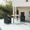 vidaXL Ensemble à manger de jardin avec coussins 3 pcs Noir