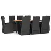 vidaXL Ensemble à manger de jardin 9pcs coussins noir résine tressée