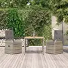 vidaXL Ensemble à manger de jardin 3 pcs coussins gris résine tressée