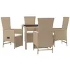 vidaXL Ensemble à manger de jardin avec coussins 5pcs Beige poly rotin